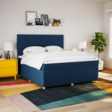 Slatted bed base with mattress Blue 180x200 cm Fabric