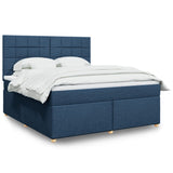 Slatted bed base with mattress Blue 180x200 cm Fabric