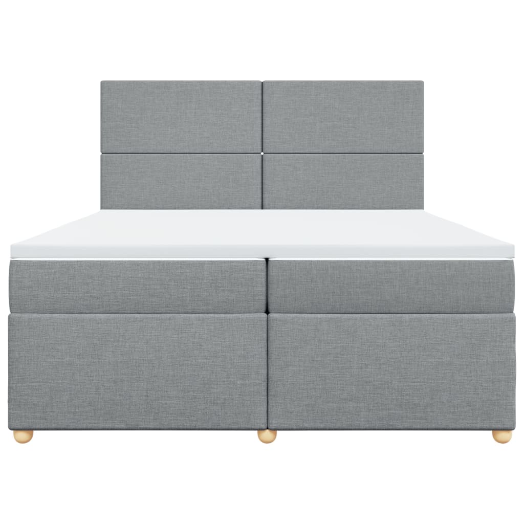 Sommier à lattes de lit avec matelas Gris clair 200x200cm Tissu