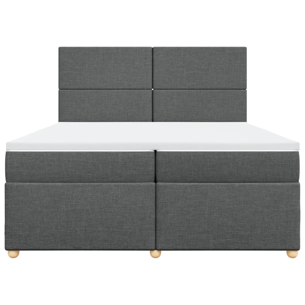 Sommier à lattes de lit avec matelas Gris foncé 200x200cm Tissu