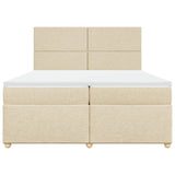 Bed slatted base with mattress Cream 200x200 cm Fabric