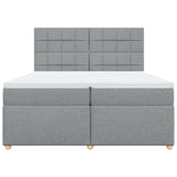 Sommier à lattes de lit avec matelas Gris clair 200x200cm Tissu