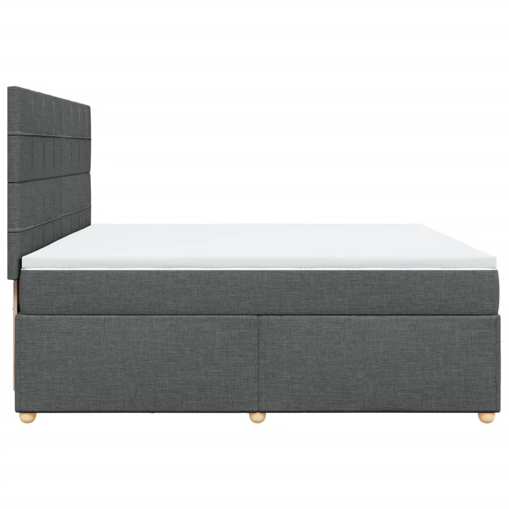 Sommier à lattes de lit avec matelas Gris foncé 200x200cm Tissu