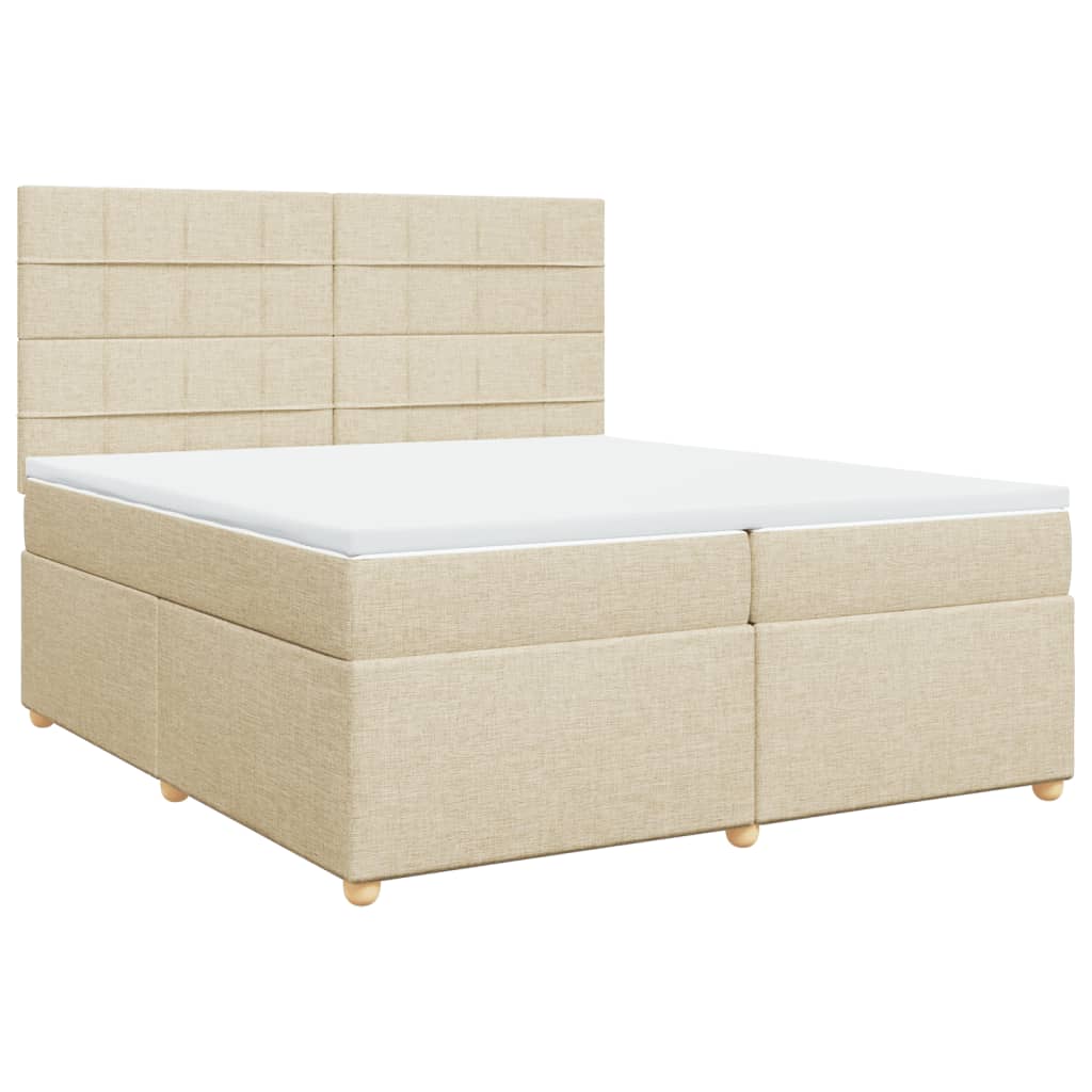 Bed slatted base with mattress Cream 200x200 cm Fabric