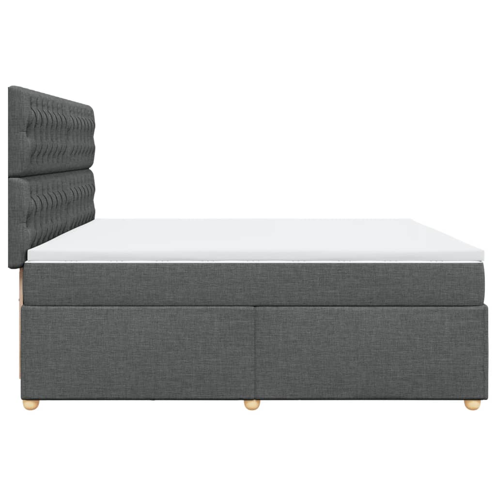 Sommier à lattes de lit avec matelas Gris foncé 200x200cm Tissu