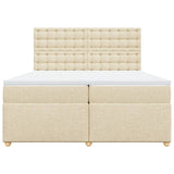 Bed slatted base with mattress Cream 200x200 cm Fabric