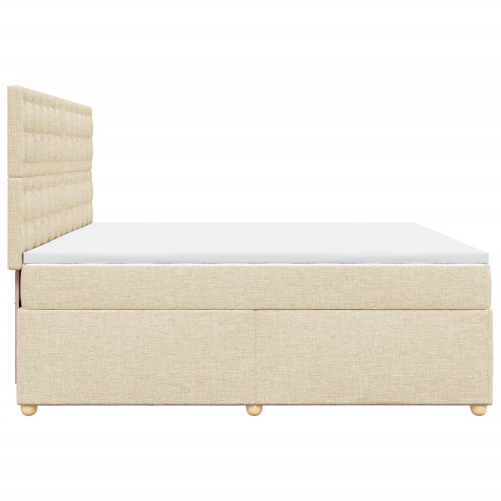 Bed slatted base with mattress Cream 200x200 cm Fabric