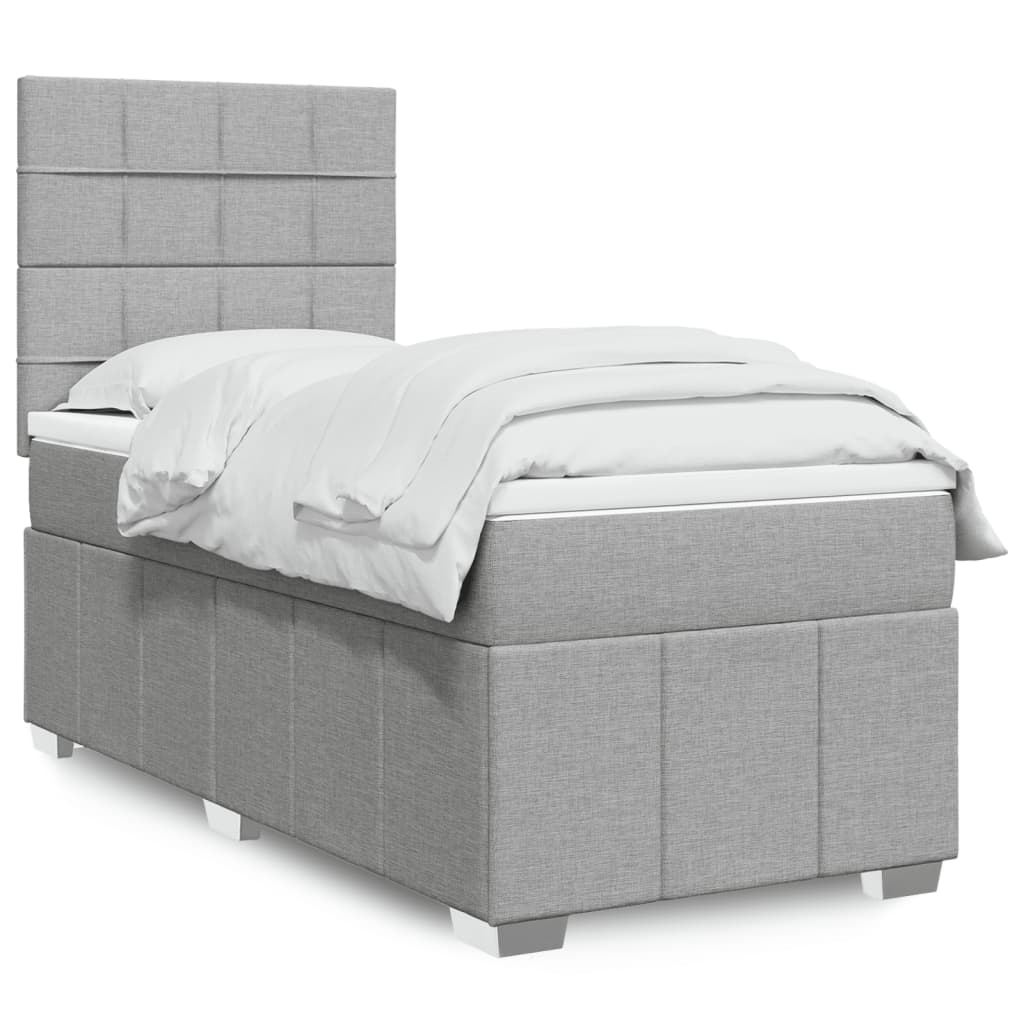 Sommier à lattes de lit avec matelas gris clair 80x200 cm tissu