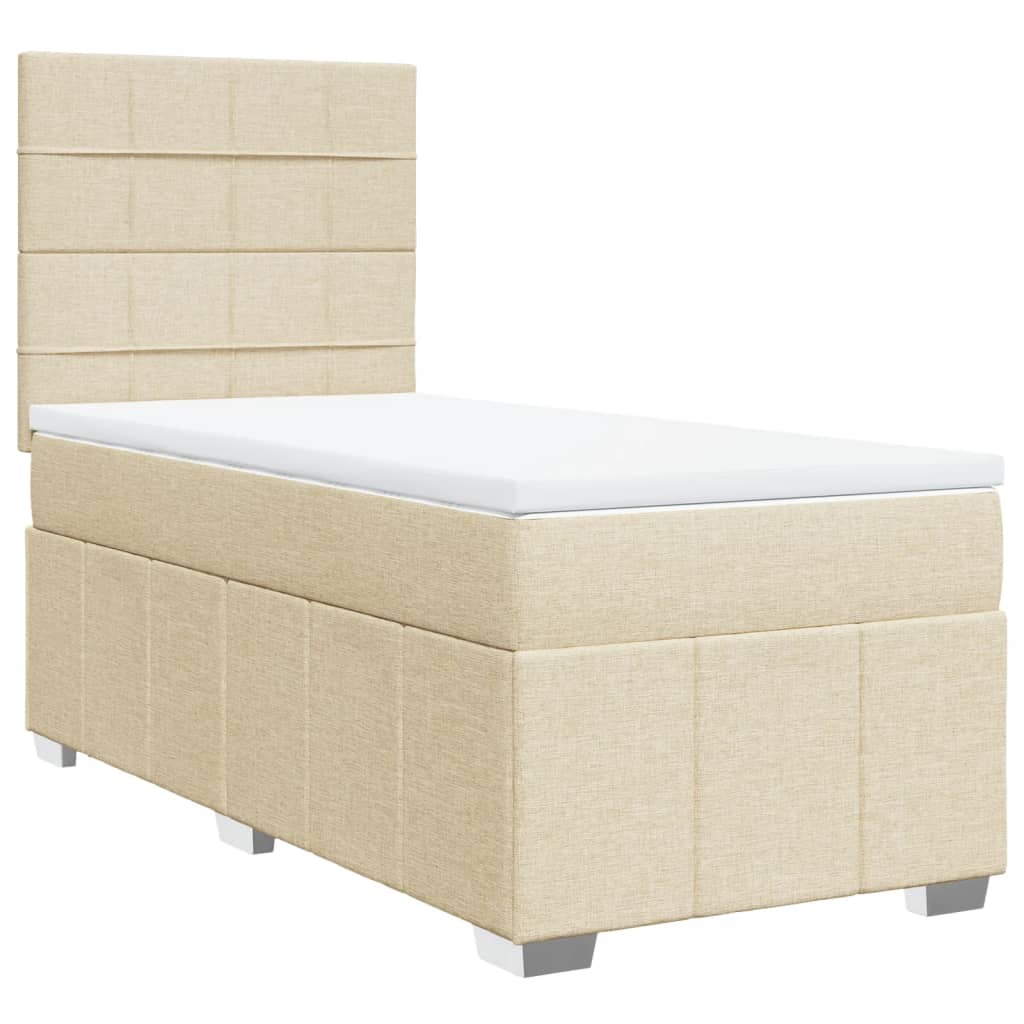 Sommier à lattes de lit avec matelas Crème 80x200 cm Tissu