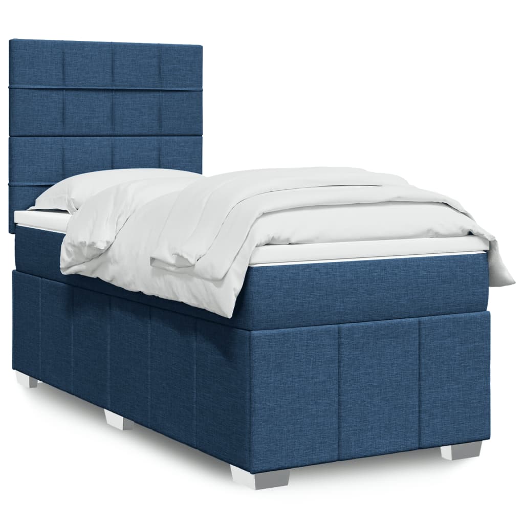 Slatted bed base with mattress Blue 80x200 cm Fabric