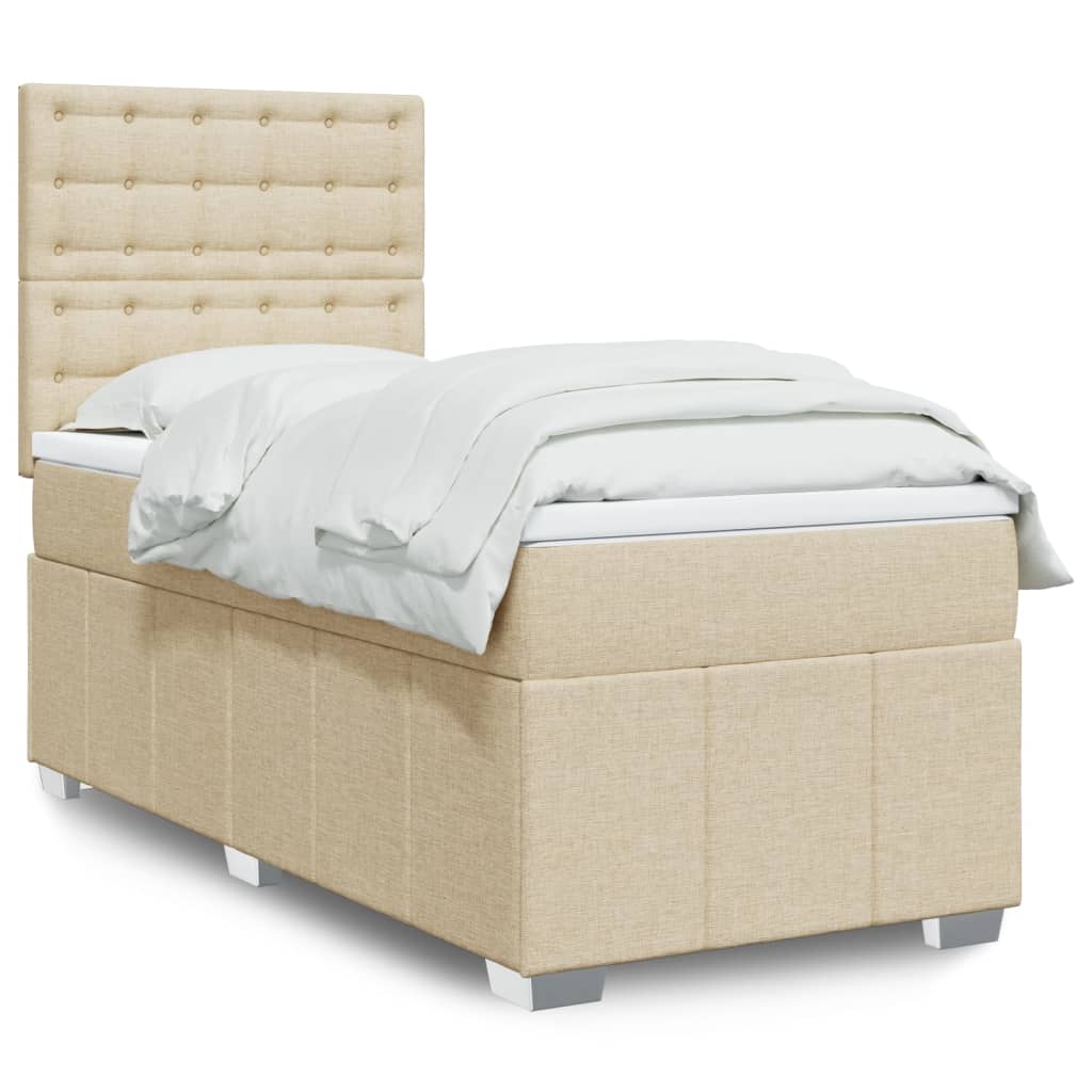 Sommier à lattes de lit avec matelas Crème 80x200 cm Tissu