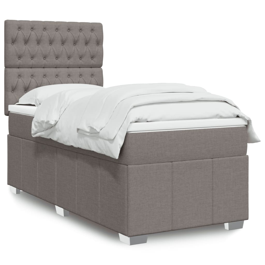 Sommier à lattes de lit avec matelas Taupe 90x190 cm Tissu