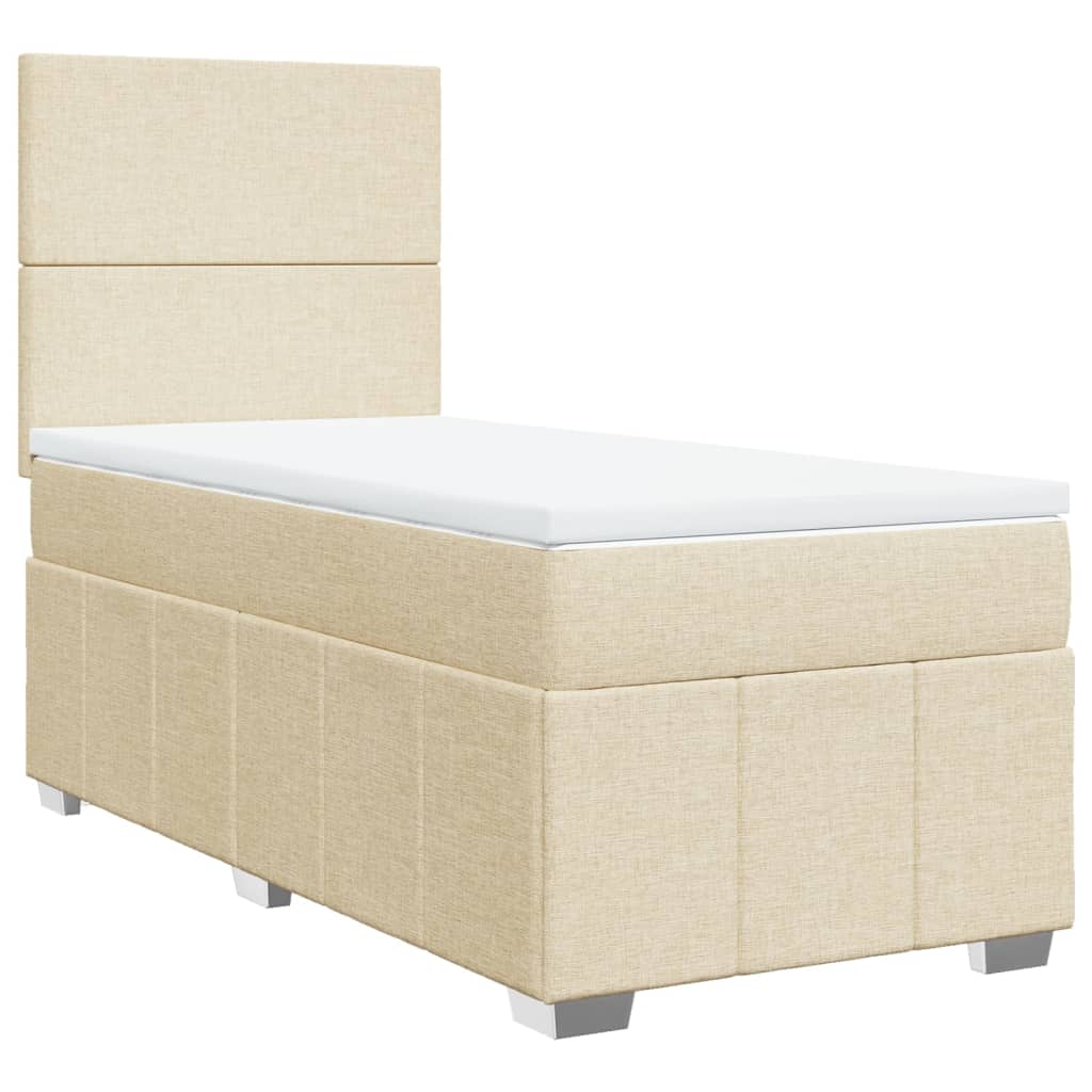 Sommier à lattes de lit avec matelas Crème 90x200 cm Tissu