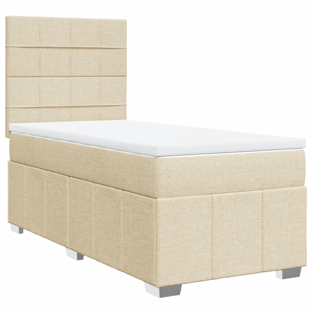 Sommier à lattes de lit avec matelas Crème 90x200 cm Tissu