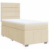 Sommier à lattes de lit avec matelas Crème 90x200 cm Tissu