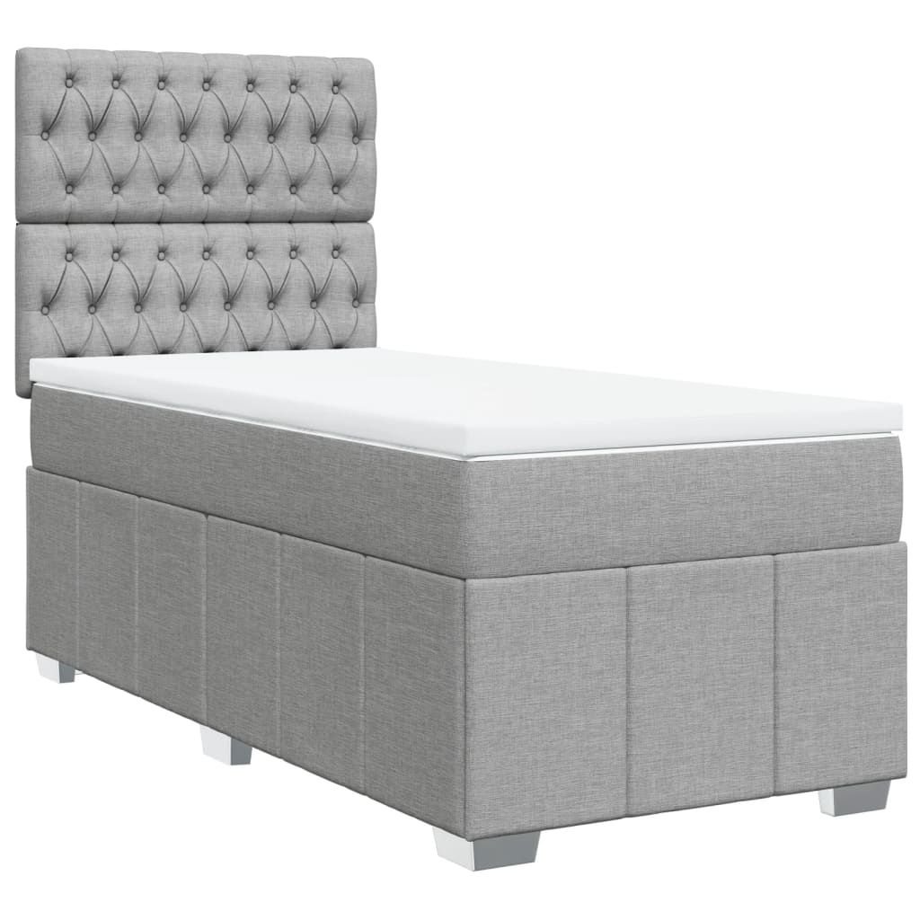 Sommier à lattes de lit avec matelas Gris clair 90x200 cm Tissu