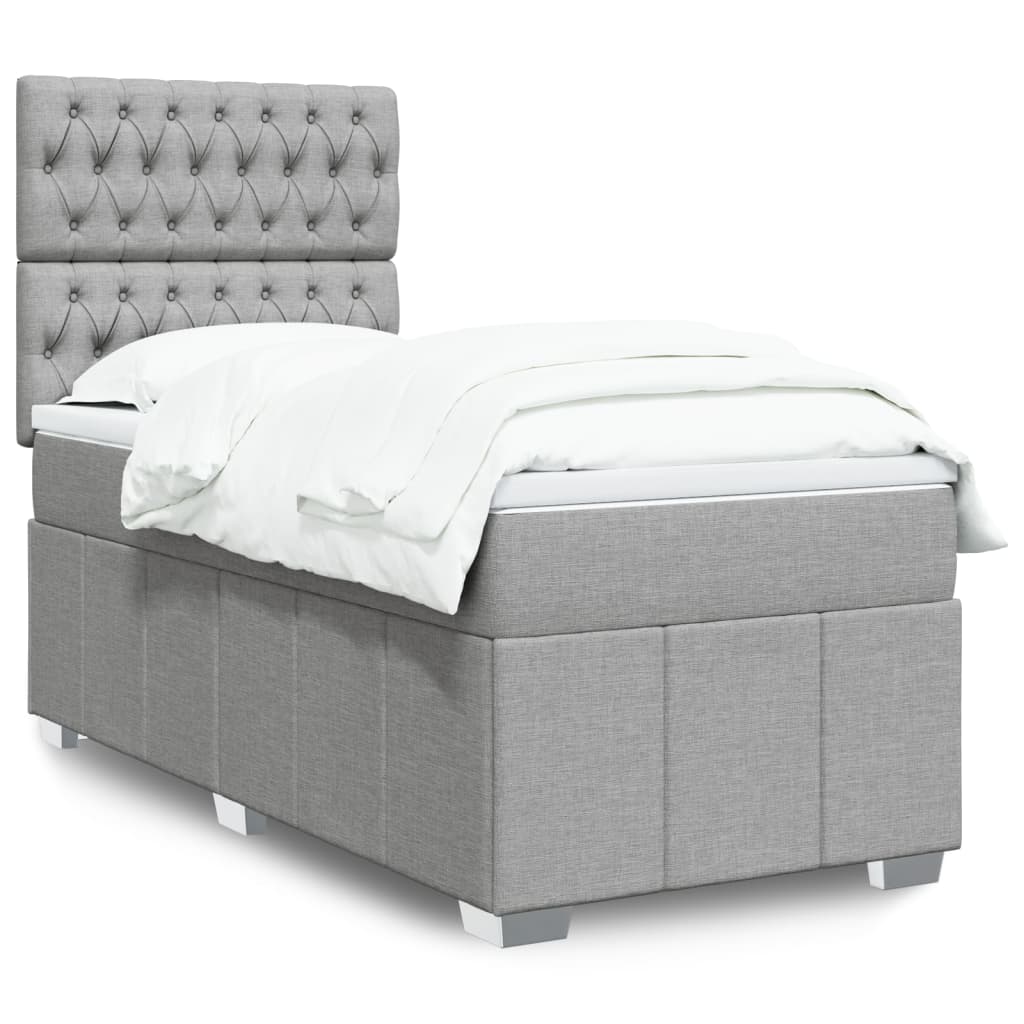 Sommier à lattes de lit avec matelas Gris clair 90x200 cm Tissu