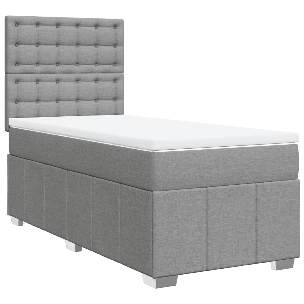 Sommier à lattes de lit avec matelas Gris clair 90x200 cm Tissu