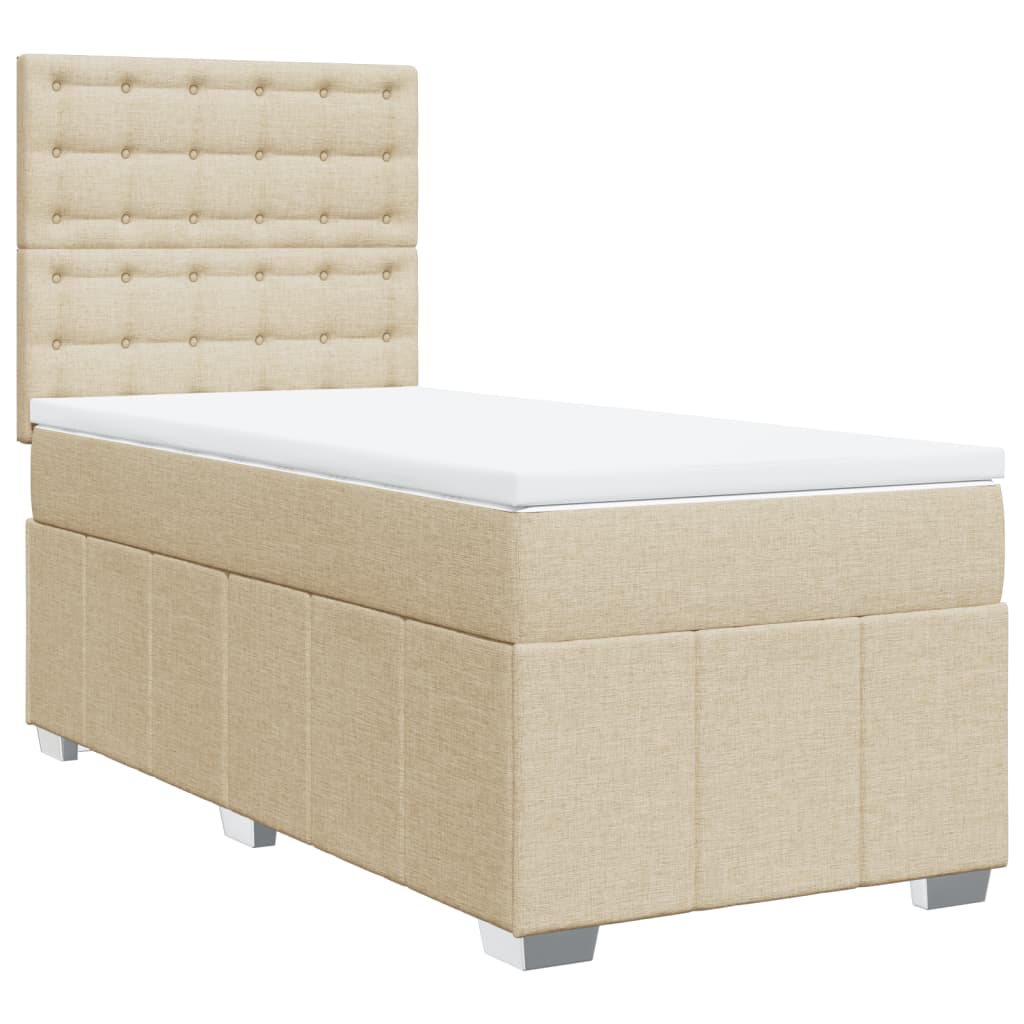 Sommier à lattes de lit avec matelas Crème 90x200 cm Tissu