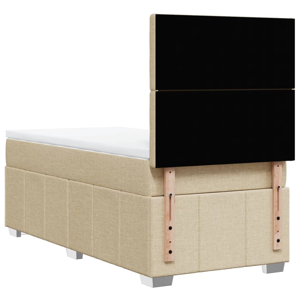 Sommier à lattes de lit avec matelas Crème 90x200 cm Tissu