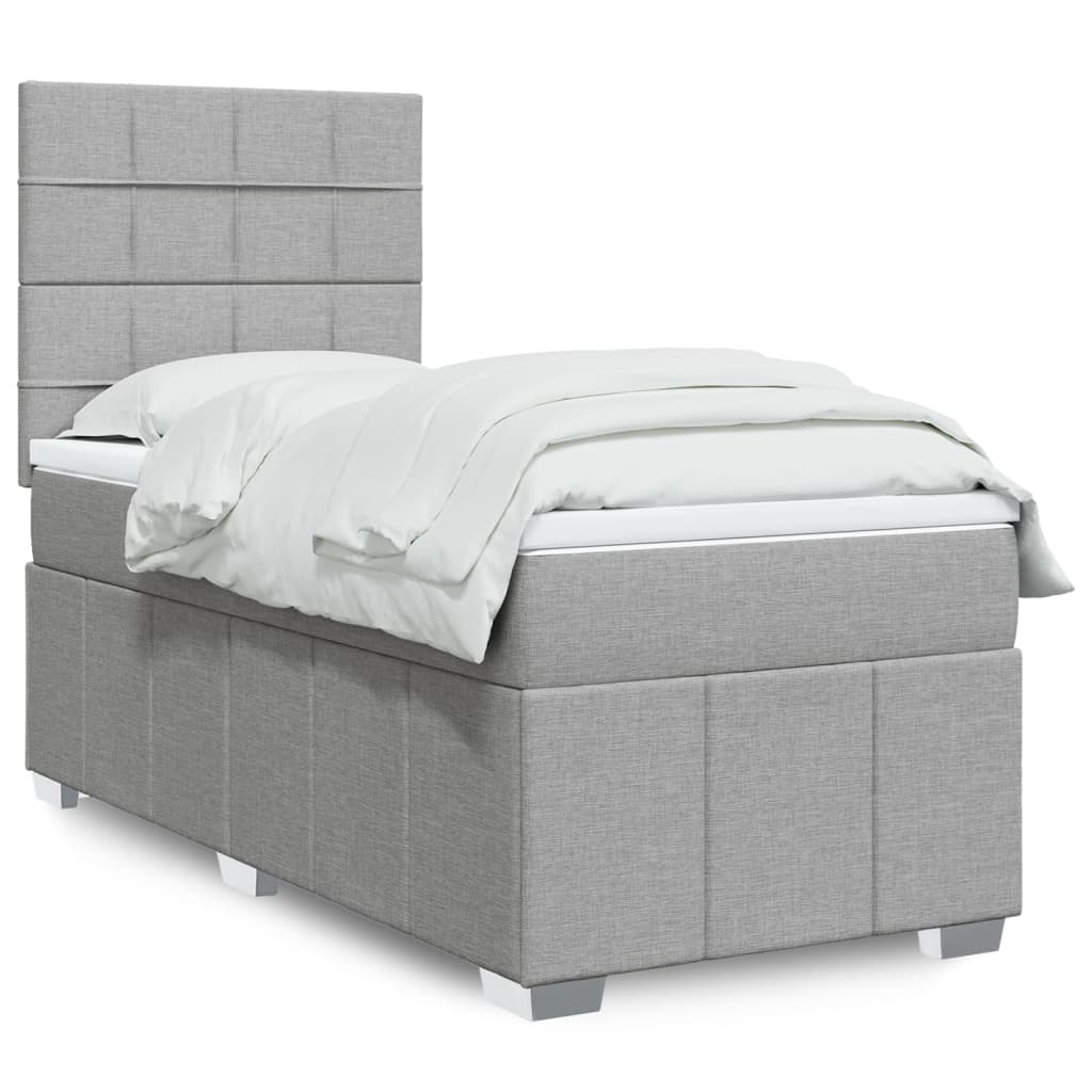 Sommier à lattes de lit avec matelas Gris clair 100x200cm Tissu