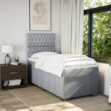 Slatted bed base with mattress Light grey 100x200cm Fabric