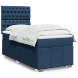 Slatted bed base with mattress Blue 100x200 cm Fabric