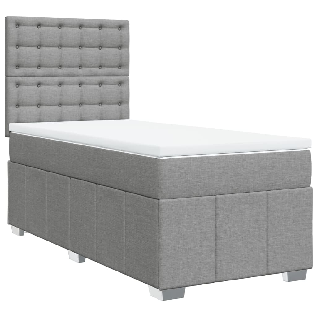 Sommier à lattes de lit avec matelas Gris clair 100x200cm Tissu