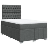 Slatted bed base with dark gray mattress 120x190cm fabric