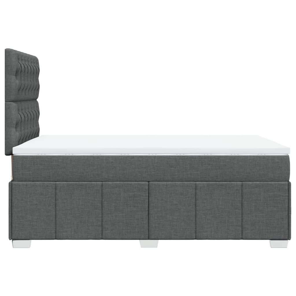 Slatted bed base with dark gray mattress 120x190cm fabric