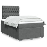 Slatted bed base with dark gray mattress 120x190cm fabric