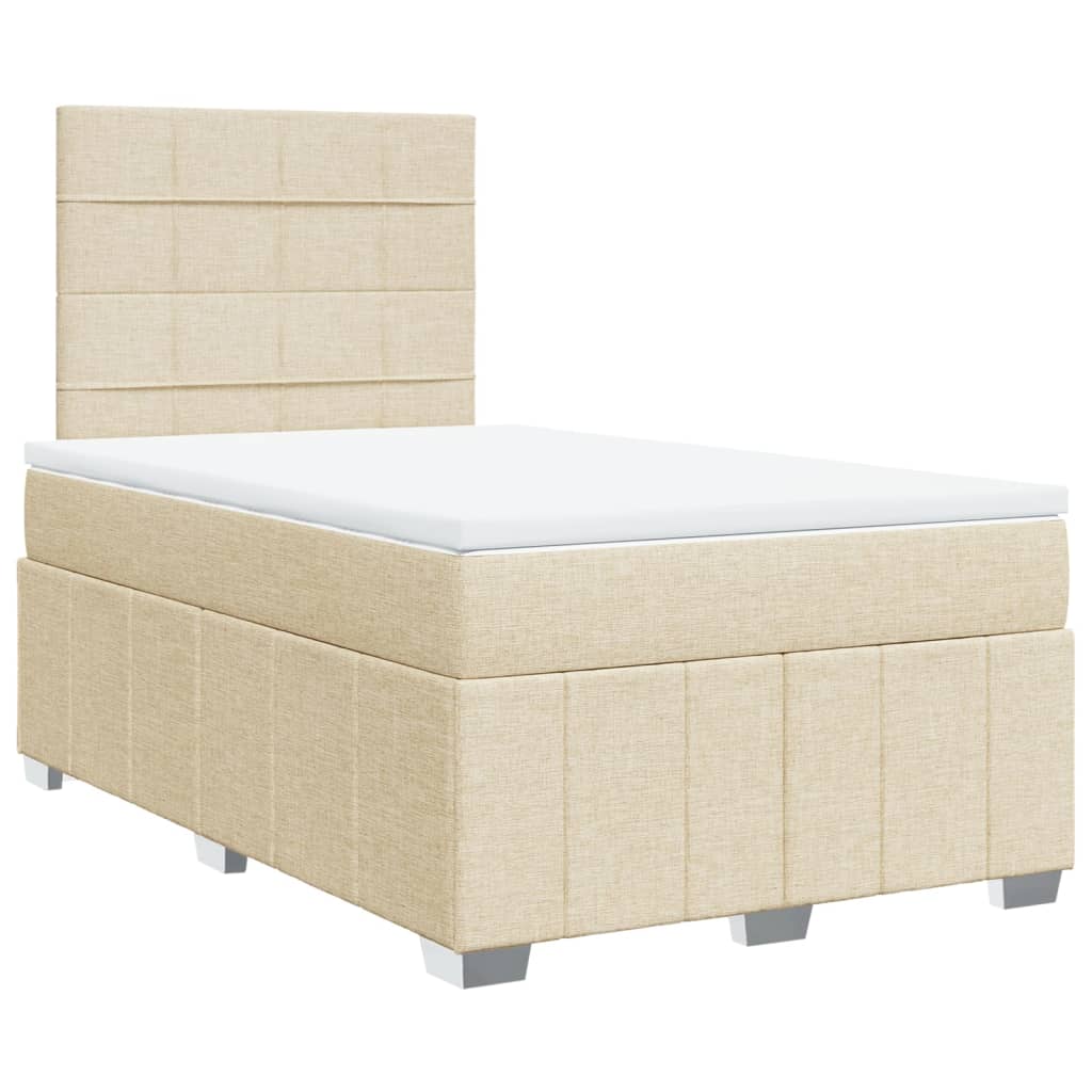 Bed slatted base with mattress Cream 120x200 cm Fabric