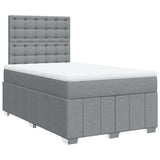 Slatted bed base with mattress Light grey 120x200cm Fabric