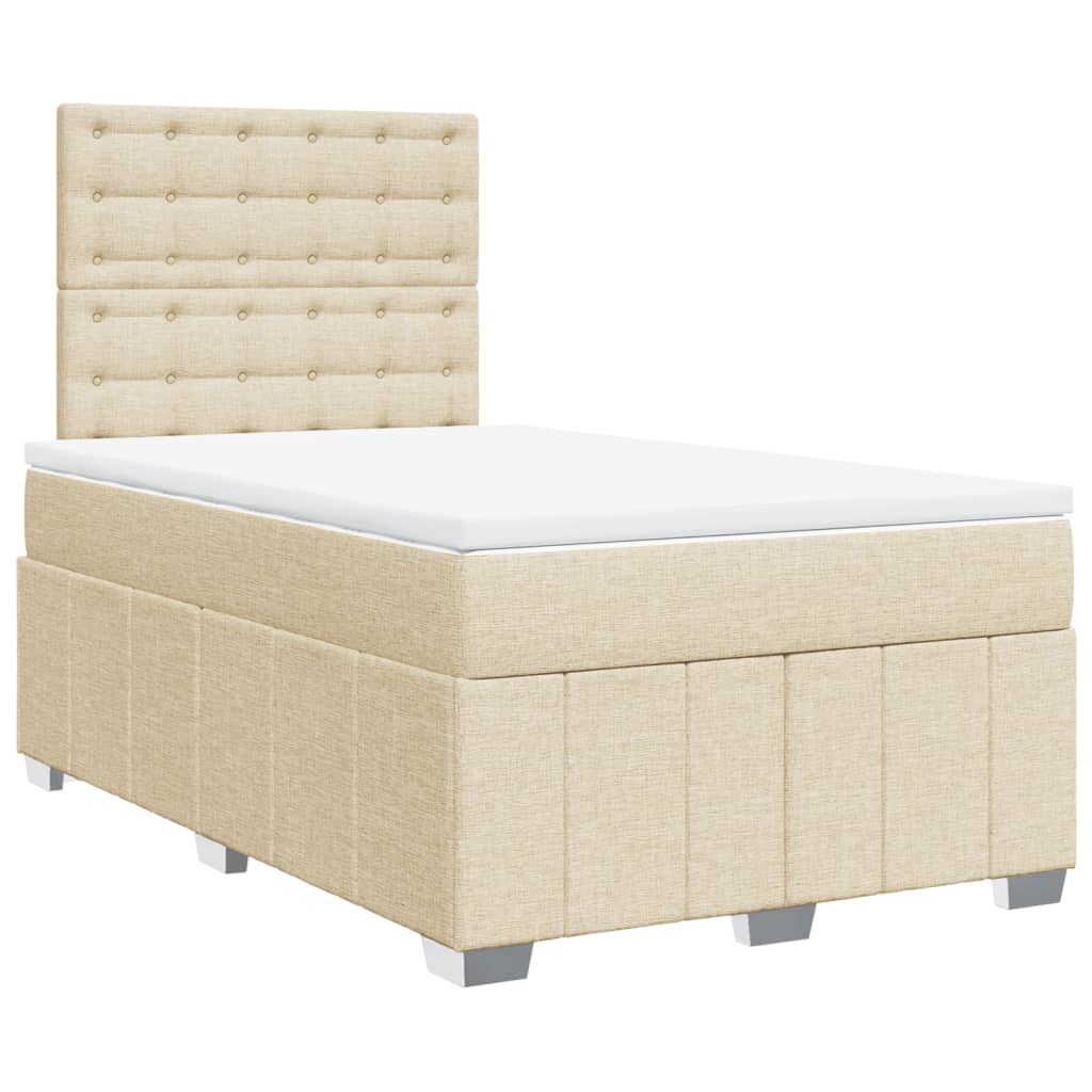 Bed slatted base with mattress Cream 120x200 cm Fabric