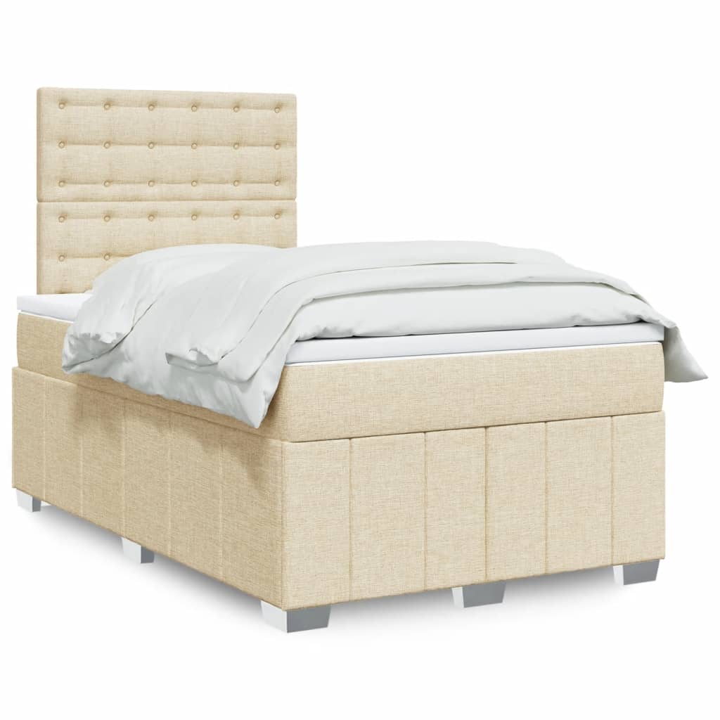 Bed slatted base with mattress Cream 120x200 cm Fabric