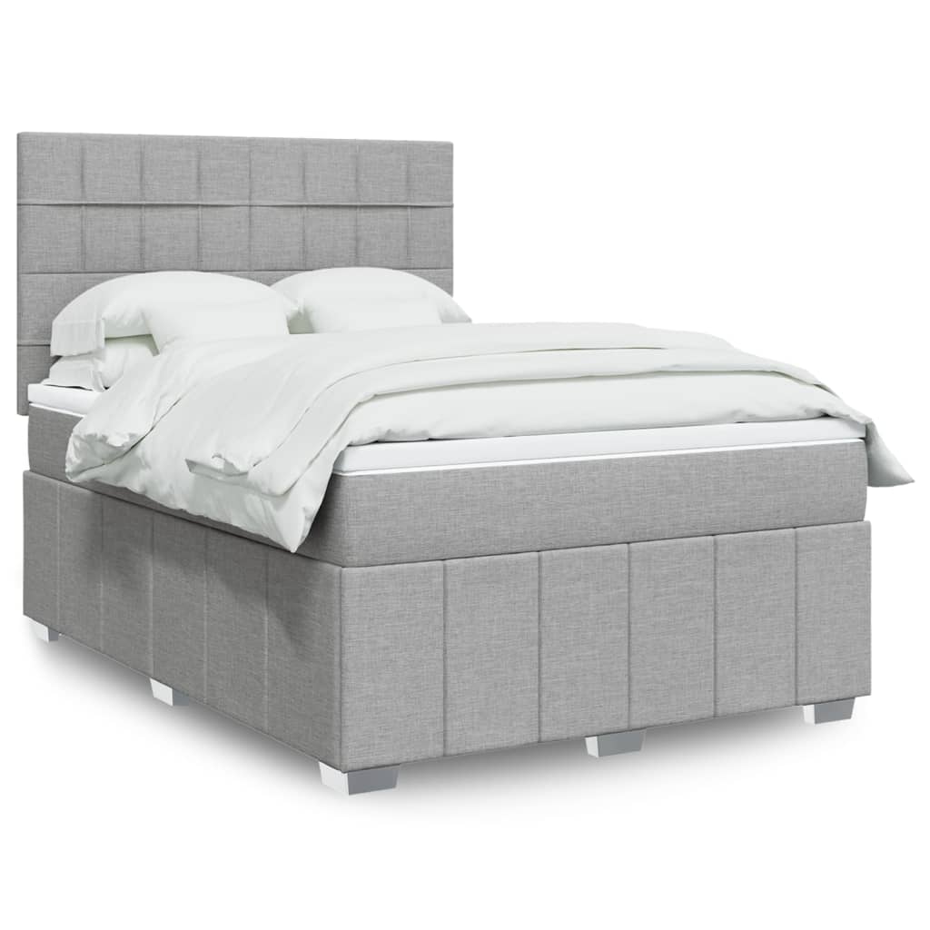 Sommier à lattes de lit avec matelas Gris clair 140x190cm Tissu