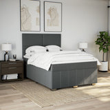 Slatted bed base with mattress Dark grey 140x200cm Fabric