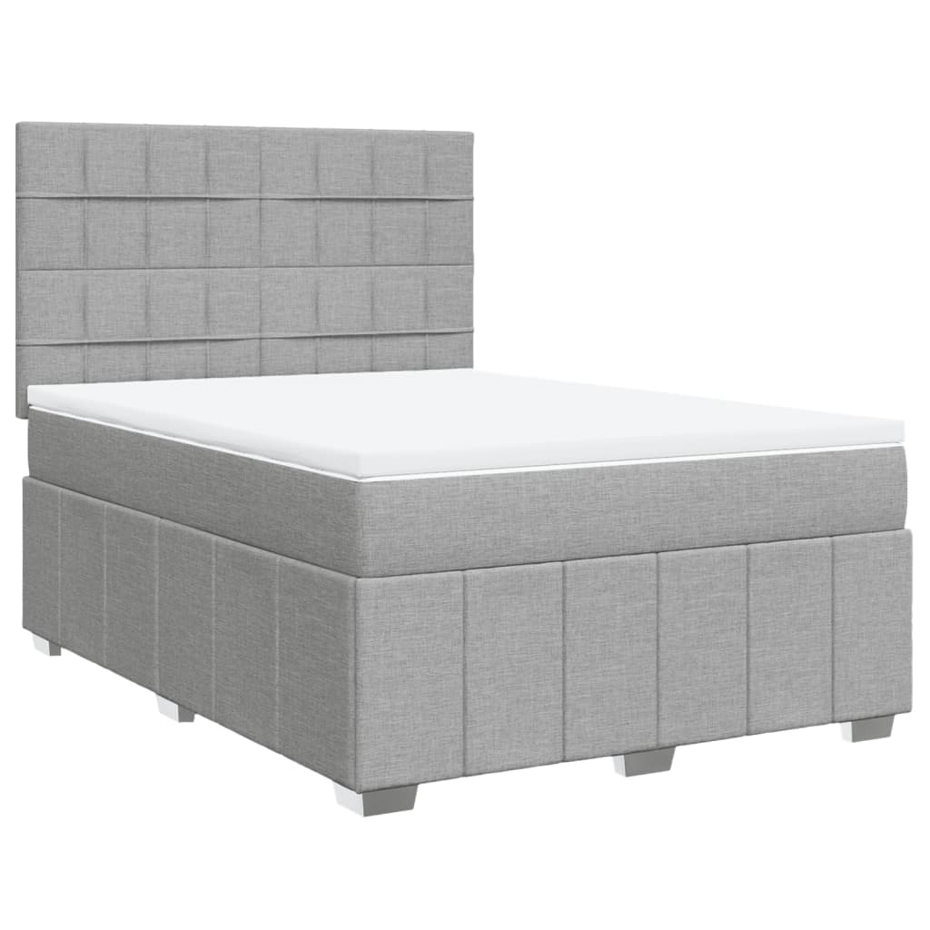 Slatted bed base with mattress Light grey 140x200cm Fabric