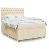 Bed slatted base with mattress Cream 140x200 cm Fabric