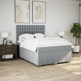 Slatted bed base with mattress Light grey 140x200cm Fabric