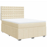 Bed slatted base with mattress Cream 140x200 cm Fabric