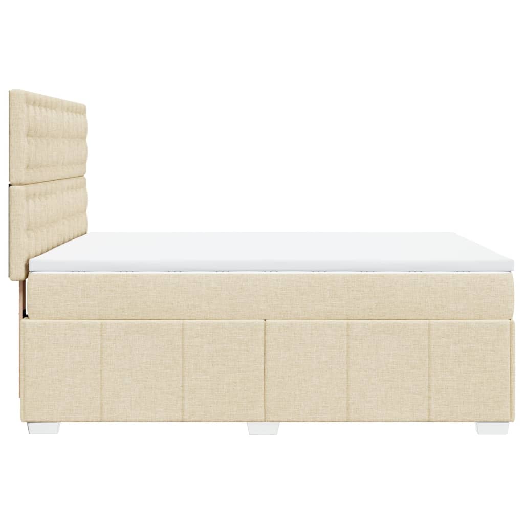 Bed slatted base with mattress Cream 140x200 cm Fabric