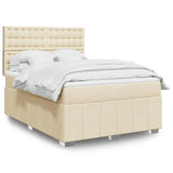 Bed slatted base with mattress Cream 140x200 cm Fabric