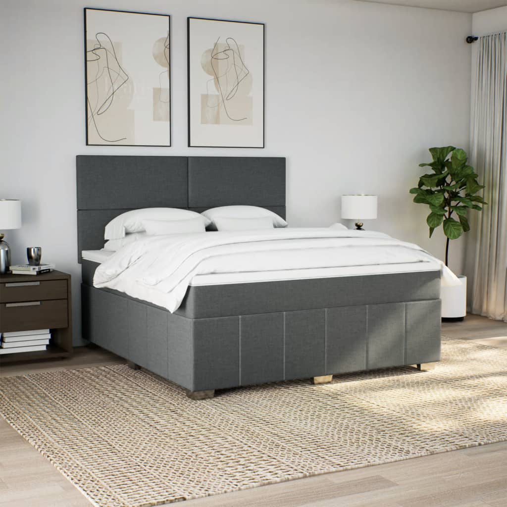 Slatted bed base with mattress Dark grey 180x200cm Fabric