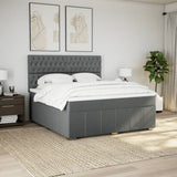 Slatted bed base with mattress Dark grey 180x200cm Fabric