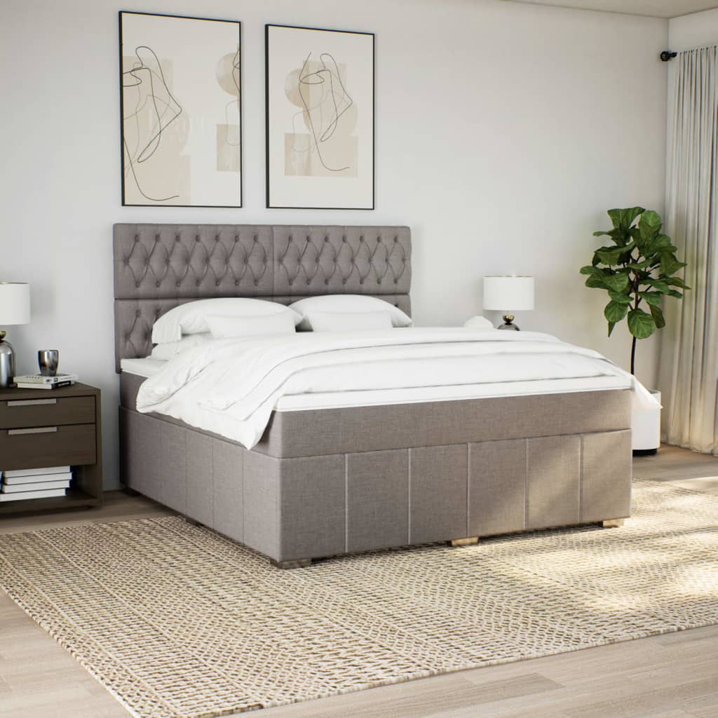 Slatted bed base with mattress Taupe 180x200 cm Fabric