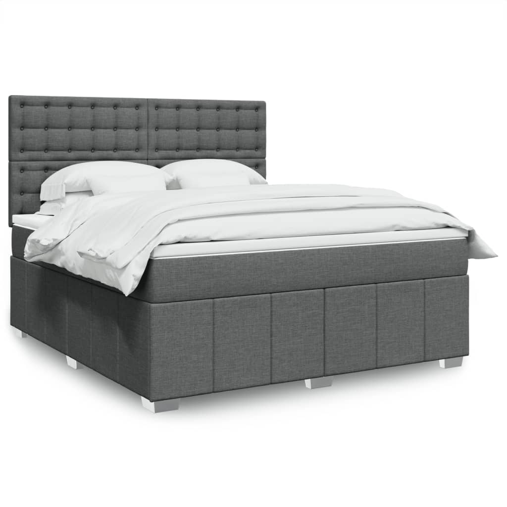 Slatted bed base with mattress Dark grey 180x200cm Fabric