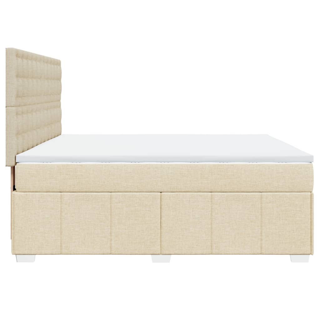 Sommier à lattes de lit avec matelas Crème 180x200 cm Tissu