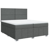 Sommier à lattes de lit avec matelas Gris foncé 200x200cm Tissu