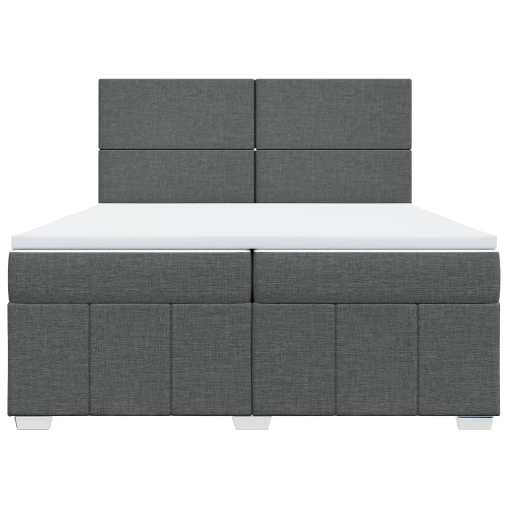 Sommier à lattes de lit avec matelas Gris foncé 200x200cm Tissu